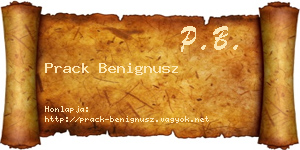Prack Benignusz névjegykártya